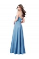 Satin Square Neck Open Back Sheath Sky Blue Formal Evening Gown / Prom Dress / Bridesmaid Dress Manchester