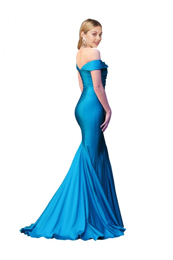 Satin High Neck Mermaid Peacock Blue Formal Evening Gown / Prom Dress / Bridesmaid Dress Manchester