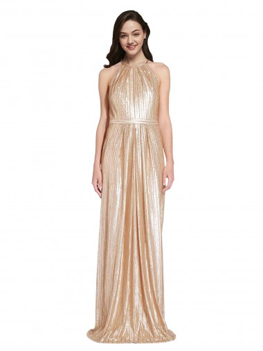 Sequin High Neck Sheath Gold Formal Evening Gown / Prom Dress / Bridesmaid Dress Manchester