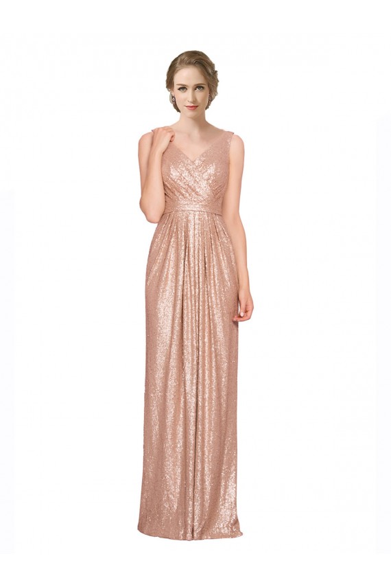 Sequin V-Neck Sheath Rose Gold Bridesmaid Dress / Evening Dress Manchester