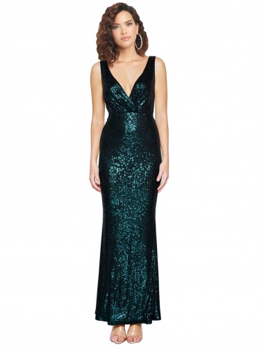 Sequin V-Neck Mermaid Dark Green Bridesmaid Dress / Evening Dress Manchester