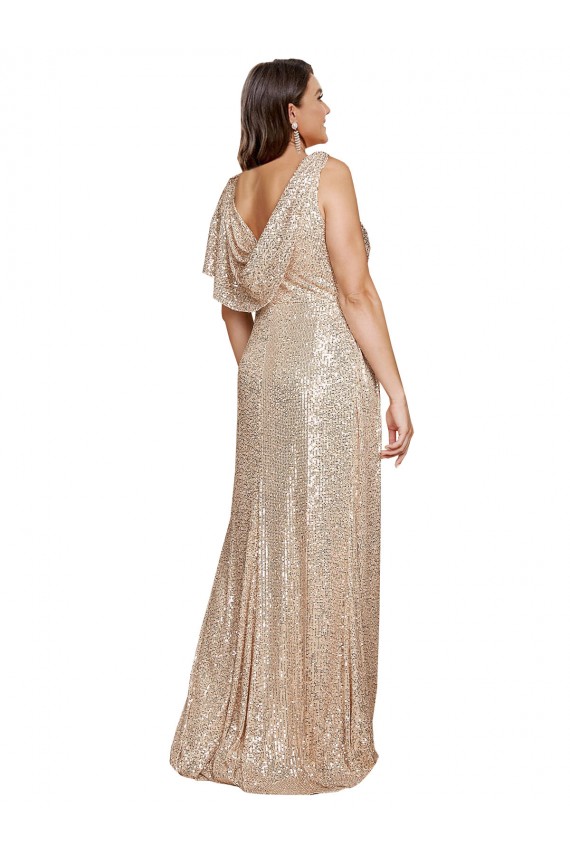 Sequin V-Neck A-Line Gold Black Tie Plus Size Evening Gown / Prom Dress / Bridesmaid Dress Manchester