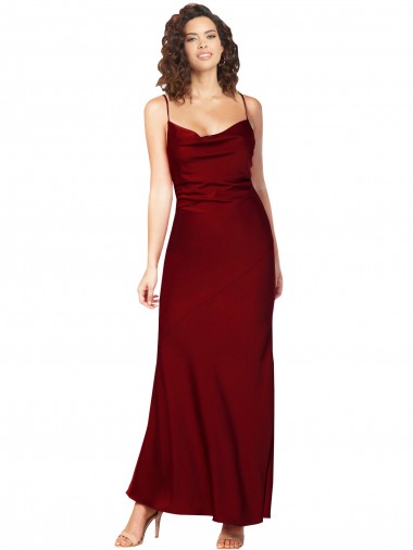 Silk like Satin Cowl Neck Low Back Sheath Burgundy Black Tie Evening Gown / Prom Dress / Bridesmaid Dress Manchester