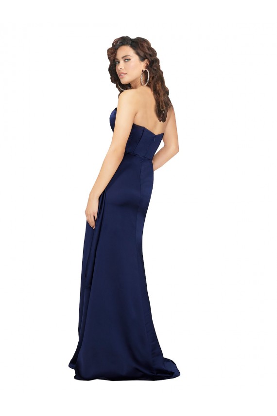 Silk like Satin Strapless A-Line Sapphire Formal Evening Gown / Prom Dress / Bridesmaid Dress Manchester