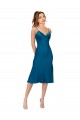 Silk like Satin V-Neck Low Back A-Line Peacock Blue Prom Dress / Bridesmaid Dress Manchester