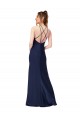 Silk like Satin High Neck Open Back Sheath Sapphire Formal Evening Gown / Prom Dress / Bridesmaid Dress Manchester