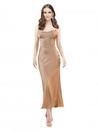 Silk like Satin Cowl Neck Open Back Sheath Rose Gold Formal Evening Gown / Prom Dress / Bridesmaid Dress Manchester