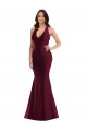 Silk like Satin V-Neck Open Back Mermaid Burgundy Formal Plus Size Evening Gown / Prom Dress / Bridesmaid Dress Manchester