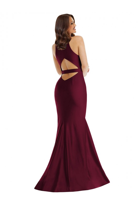 Silk like Satin V-Neck Open Back Mermaid Burgundy Formal Plus Size Evening Gown / Prom Dress / Bridesmaid Dress Manchester