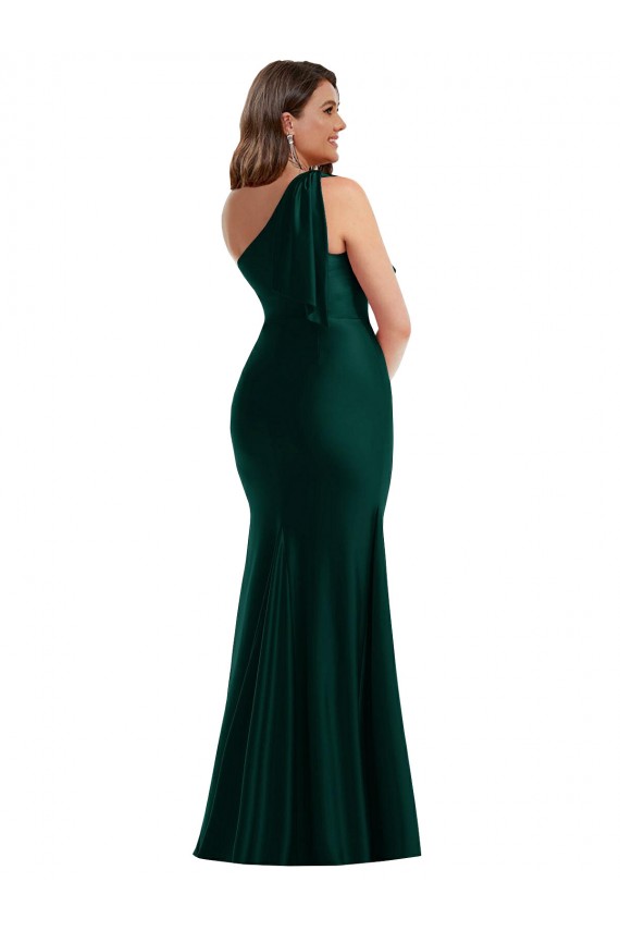 Silk like Satin One Shoulder Mermaid Ever Green Formal Plus Size Evening Gown / Prom Dress / Bridesmaid Dress Manchester