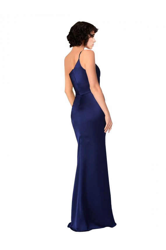 Silk like Satin One Shoulder A-Line Sapphire Black Tie Evening Gown / Prom Dress / Bridesmaid Dress Manchester