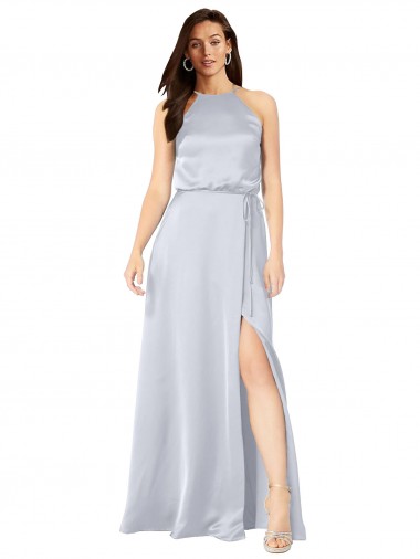 Silk like Satin Halter Neck Open Back A-Line Fog Formal Evening Gown / Bridesmaid Dress Manchester