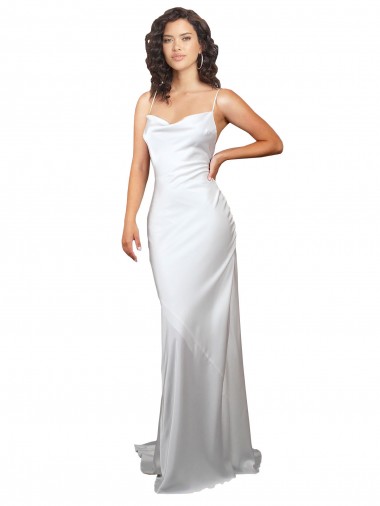 Silk like Satin Cowl Neck Open Back Sheath White Beach Wedding Dresses Manchester