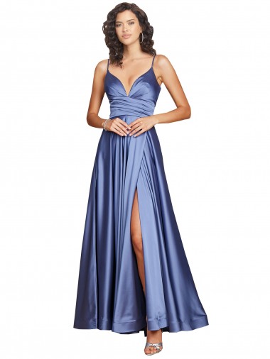 Silk like Satin Sweetheart Low Back A-Line French Blue Black Tie Evening Gown / Prom Dress / Bridesmaid Dress Manchester