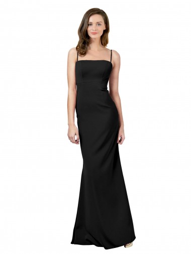 Stretch Crepe Square Neck Long Sheath Black Formal Evening Gown / Prom Dress / Bridesmaid Dress Manchester