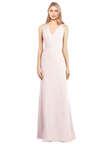 Stretch Crepe V-Neck Keyhole Back Trumpet Pink Semi Formal Evening Dress / Prom Dress / Bridesmaid Dress Manchester