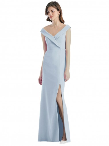 Stretch Crepe V-Neck A-Line Light Sky Blue Black Tie Evening Gown / Bridesmaid Dress Manchester