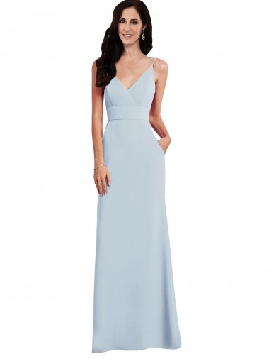 Stretch Crepe V-Neck V-Back Trumpet Light Sky Blue Formal Dress / Bridesmaid Dress Manchester