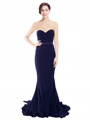 Stretch Crepe Strapless Low Back Mermaid Dark Navy Semi Formal Evening Dress / Prom Dress / Bridesmaid Dress Manchester