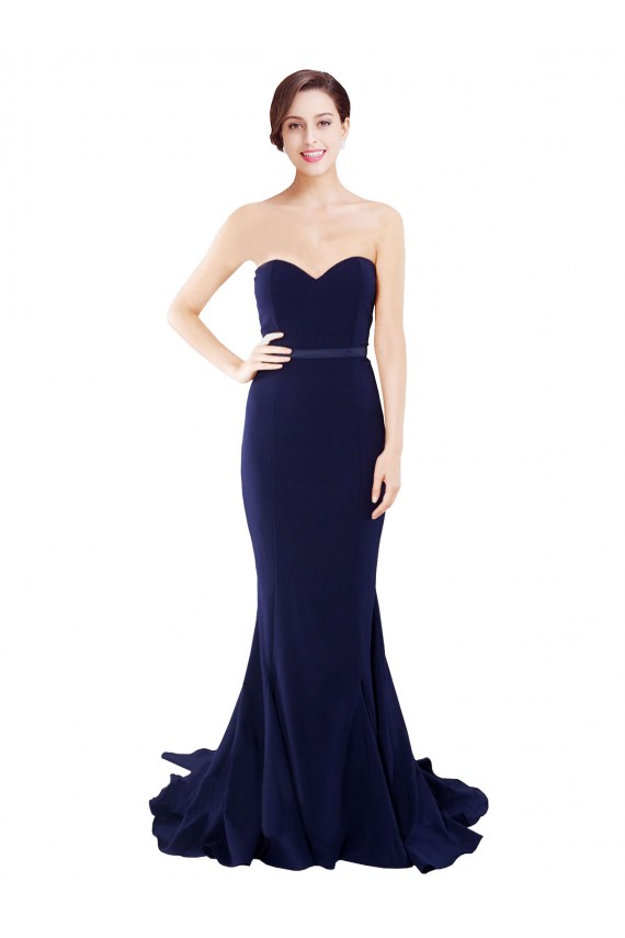 Stretch Crepe Strapless Low Back Mermaid Dark Navy Semi Formal Evening Dress / Prom Dress / Bridesmaid Dress Manchester