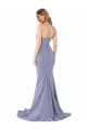 Stretch Crepe Strapless Low Back Mermaid Smoke Blue Formal Evening Gown / Prom Dress / Bridesmaid Dress Manchester