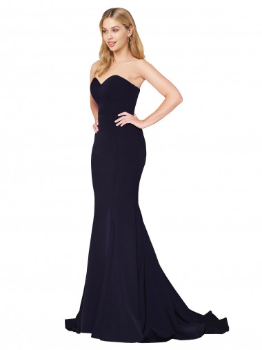 Stretch Crepe High Neck Mermaid Dark Navy Formal Evening Gown / Prom Dress / Bridesmaid Dress Manchester