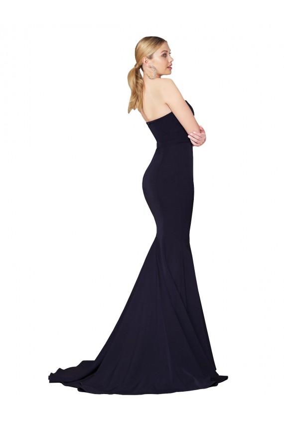 Stretch Crepe High Neck Mermaid Dark Navy Formal Evening Gown / Prom Dress / Bridesmaid Dress Manchester