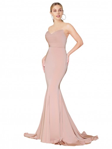 Stretch Crepe High Neck Low Back Mermaid Mauve Formal Dress / Bridesmaid Dress Manchester