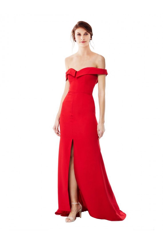 Stretch Crepe High Neck A-Line Red Bridesmaid Dress / Evening Dress Manchester