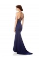 Stretch Crepe High Neck Mermaid Navy Blue Bridesmaid Dress / Formal Dress Manchester