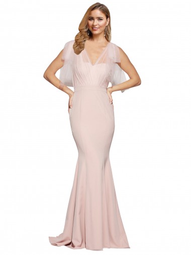 Stretch Crepe & Tulle Sweetheart Low Back Sheath Mauve Formal Dress / Bridesmaid Dress Manchester