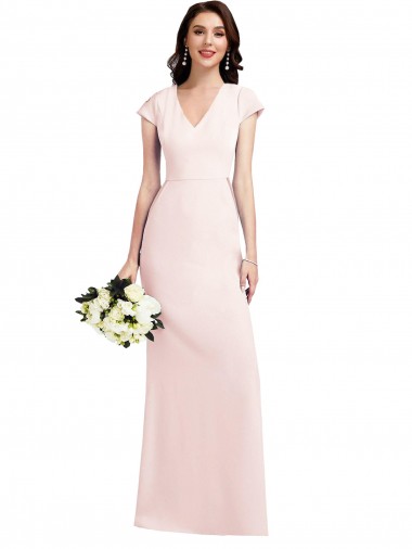 Stretch Crepe V-Neck A-Line Pink Formal Evening Gown / Prom Dress / Bridesmaid Dress Manchester