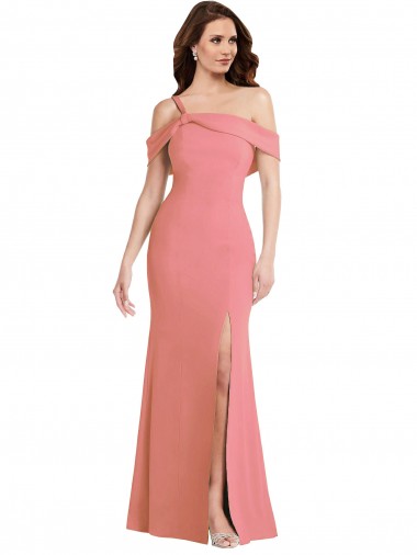 Stretch Crepe One Shoulder Low Back Trumpet Hot Pink Semi Formal Evening Dress / Prom Dress / Bridesmaid Dress Manchester