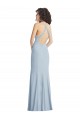 Stretch Crepe High Neck Open Back Trumpet Light Sky Blue Formal Evening Gown / Prom Dress / Bridesmaid Dress Manchester