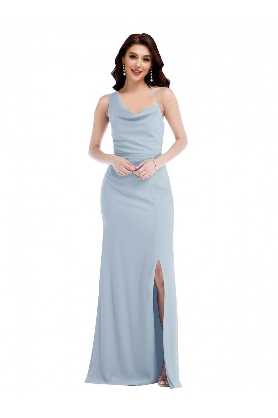 Stretch Crepe One Shoulder Trumpet Light Sky Blue Formal Dress / Bridesmaid Dress Manchester