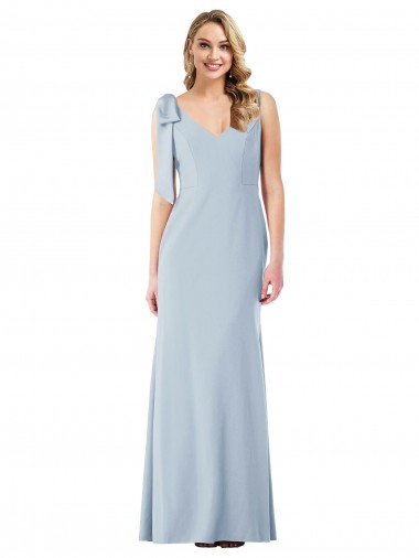 Stretch Crepe V-Neck V-Back Trumpet Light Sky Blue Semi Formal Evening Dress / Prom Dress / Bridesmaid Dress Manchester