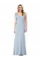 Stretch Crepe V-Neck V-Back Trumpet Light Sky Blue Semi Formal Evening Dress / Prom Dress / Bridesmaid Dress Manchester