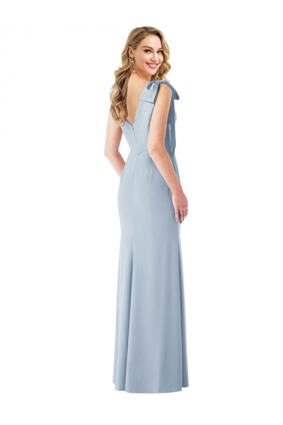 Stretch Crepe V-Neck V-Back Trumpet Light Sky Blue Semi Formal Evening Dress / Prom Dress / Bridesmaid Dress Manchester