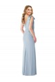 Stretch Crepe V-Neck V-Back Trumpet Light Sky Blue Semi Formal Evening Dress / Prom Dress / Bridesmaid Dress Manchester