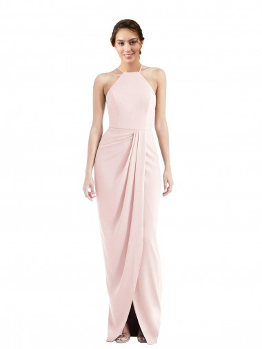 Stretch Crepe Halter Neck Trumpet Pink Semi Formal Evening Dress / Prom Dress / Bridesmaid Dress Manchester