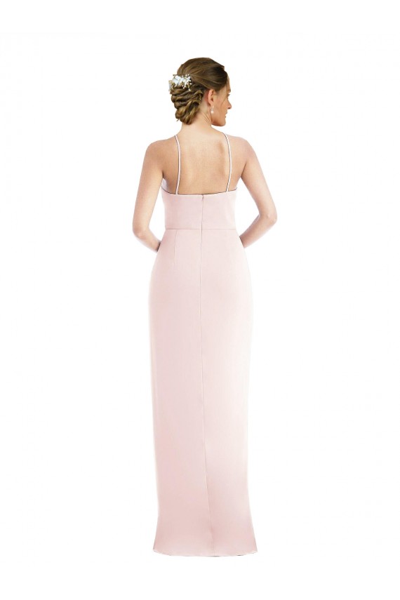 Stretch Crepe Halter Neck Trumpet Pink Semi Formal Evening Dress / Prom Dress / Bridesmaid Dress Manchester