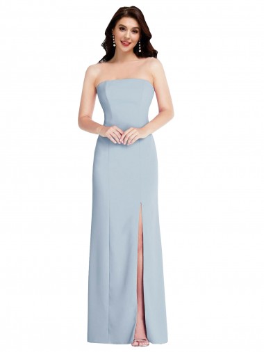 Stretch Crepe Strapless Low Back A-Line Light Sky Blue Formal Evening Gown / Prom Dress / Bridesmaid Dress Manchester