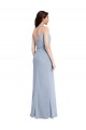 Stretch Crepe Cowl Neck V-Back Sheath Smoke Blue Formal Evening Gown / Prom Dress / Bridesmaid Dress Manchester