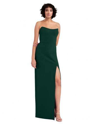 Stretch Crepe Strapless Low Back Sheath Midnight Green Formal Evening Gown / Prom Dress / Bridesmaid Dress Manchester