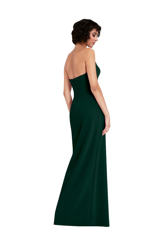 Stretch Crepe Strapless Low Back Sheath Midnight Green Formal Evening Gown / Prom Dress / Bridesmaid Dress Manchester