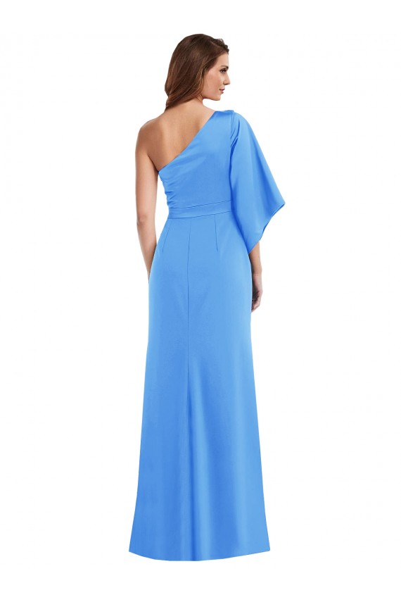 Stretch Crepe One Shoulder Trumpet Peacock Blue Semi Formal Evening Dress / Prom Dress / Bridesmaid Dress Manchester