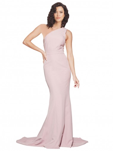 Stretch Crepe One Shoulder Sheath Mauve Semi Formal Evening Dress / Prom Dress / Bridesmaid Dress Manchester