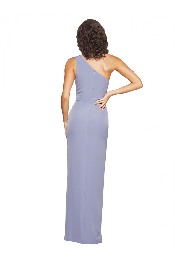 Stretch Crepe One Shoulder Sheath Smoke Blue Formal Evening Gown / Prom Dress / Bridesmaid Dress Manchester