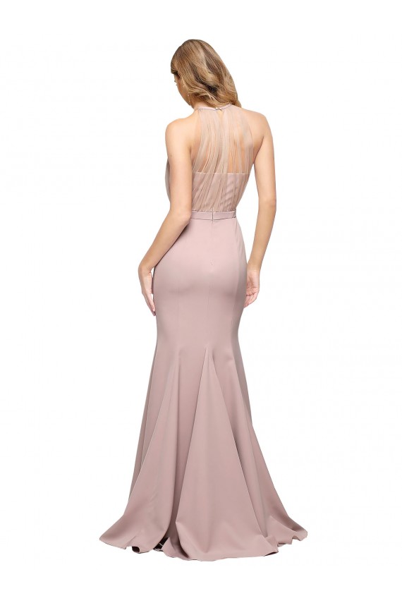 Stretch Crepe High Neck Sheath Dusty Pink Formal Evening Gown / Prom Dress / Bridesmaid Dress Manchester