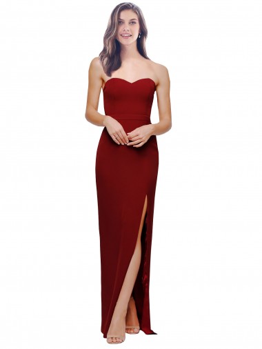 Stretch Crepe Sweetheart Low Back Sheath Burgundy Bridesmaid Dress / Evening Dress Manchester